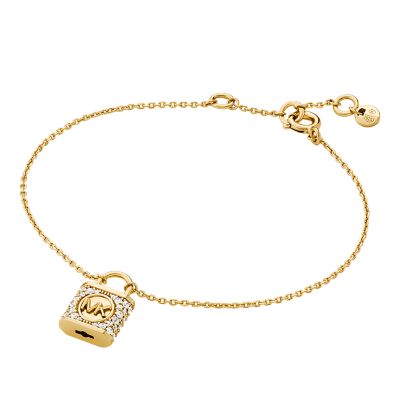 Michael Kors 14K Gold-Plated Sterling Silver Pavé Lock Delicate