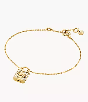 Michael Kors 14K Gold-Plated Sterling Silver Pavé Lock Delicate Line Bracelet