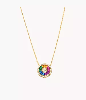 Michael Kors 14K Gold-Plated Sterling Silver Rainbow Tapered Baguette and Pavé Pendant Necklace