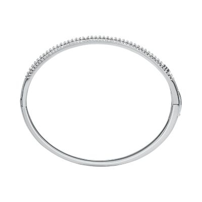 Michael Kors Sterling Silver Tapered Baguette and Pavé Bangle