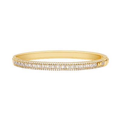 Michael Kors 14K Gold-Plated Sterling Silver Tapered Baguette and Pavé  Bangle Bracelet