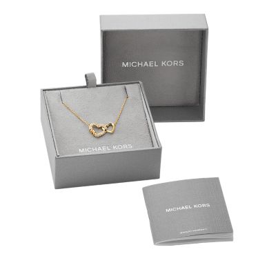 Michael Kors 14K Gold Plated Pav Interlocking Heart Necklace