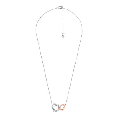 Michael Kors Two-Tone Pavé Interlocking Heart Necklace