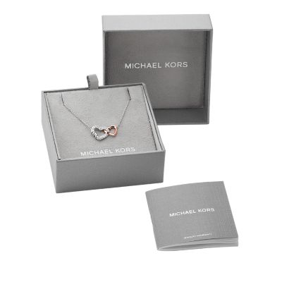 Michael Kors Two-Tone Pavé Interlocking Heart Necklace 