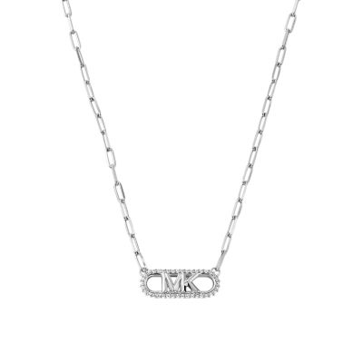 Michael Kors Women's Sterling Silver Pavé Empire Link Pendant Necklace - Silver