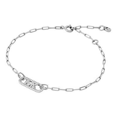 Michael Kors Women's Sterling Silver Pavé Empire Link Chain Bracelet - Silver