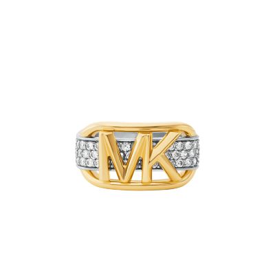 Michael Kors Women's Two-Tone Sterling Silver Pavé Empire Link Ring - 2-Tone