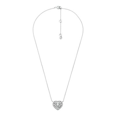 Michael Kors Tapered Baguette Heart Pendant Necklace 