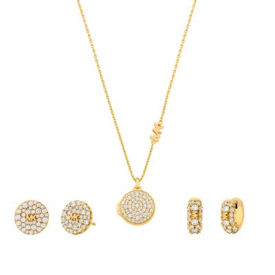 Michael Kors Women's 14K Gold-Plated Sterling Silver Locket Giftset - Gold