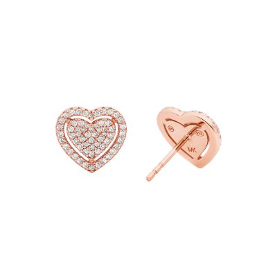 Michael Kors 14K Rose Gold-Plated Sterling Silver Pavé Heart
