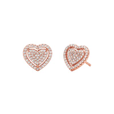 Michael Kors 14K Rose Gold-Plated Sterling Silver Pavé Heart Stud Earrings  - MKC1750CZ791 - Watch Station