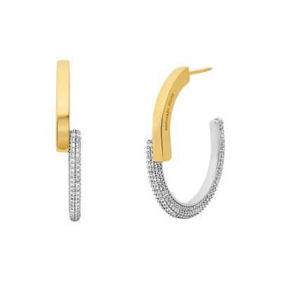 Michael Kors 14K Gold Plated Sterling Silver Hoop Earrings MKC1752CZ931 Watch Station