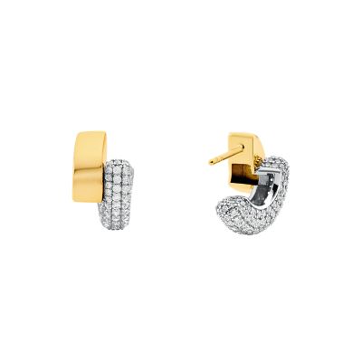 Michael Kors 14K Gold Plated Sterling Silver Huggie Earrings MKC1753CZ931 Watch Station