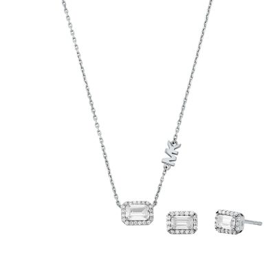 Michael Kors Sterling Silver Necklace and Earrings Set
