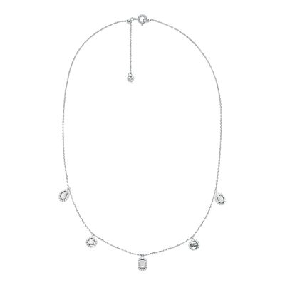Michael Kors Womens Rhodium-Plated Sterling Silver Multi Stone Necklace - Silver 215$