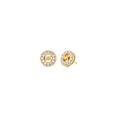 Michael Kors 14k Gold-Plated Sterling Silver Pavé Logo Stud Earrings