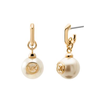 Michael Kors Gold-Tone Pearl Earrings - MKJ0180710K - Watch