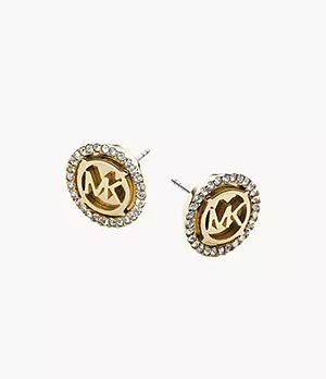 Michael Kors Monogram Gold-Tone Stainless Steel Stud Earring