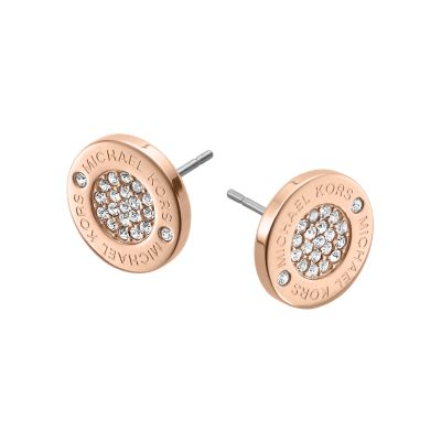 Michael Kors Women's Plaque Rose Gold-Tone Stainless Steel Stud Earrings - Rose Gold