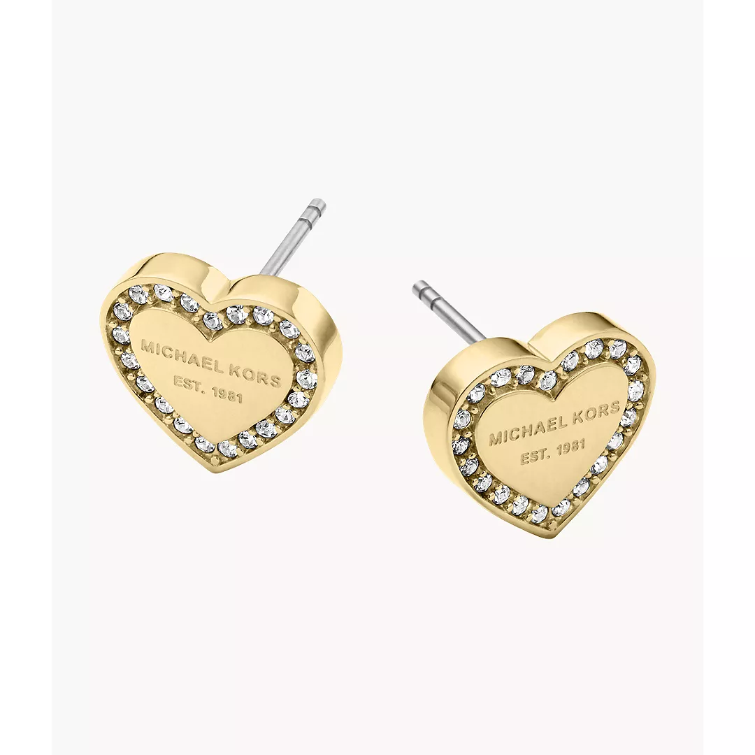 Michael Kors Women's Gold-Tone Signature Heart Earrings - Gold