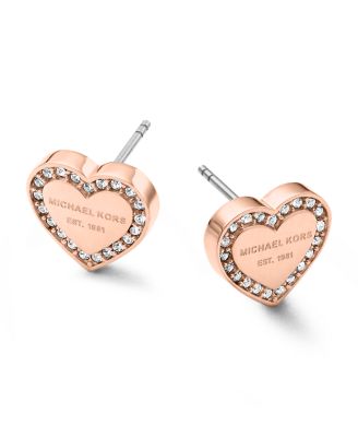 Michael Kors Women's Rose Gold-Tone Signature Heart Earrings - Rose Gold