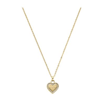 Michael Kors Women's Gold-Tone Logo Heart Necklace - Gold