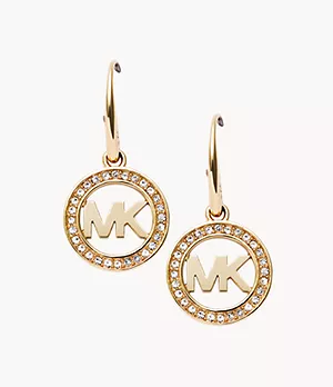 Gold-Tone MK Logo Drop Earrings