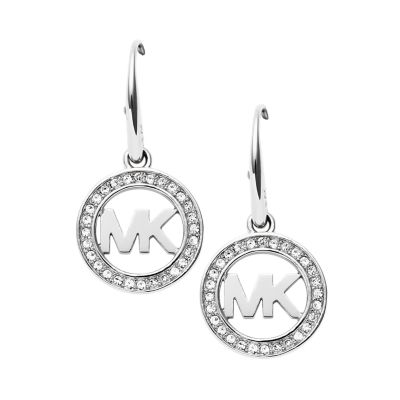 Silver-Tone MK Logo Drop Earrings - MKJ4795040 - Watch Station