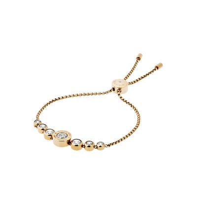 Michael Kors Women's Logo Gold-Tone And Crystal Slider Bracelet - Gold