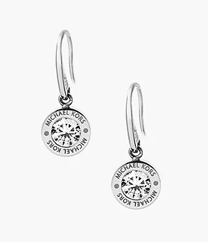 Logo Silver-Tone and Crystal Drop Earrings