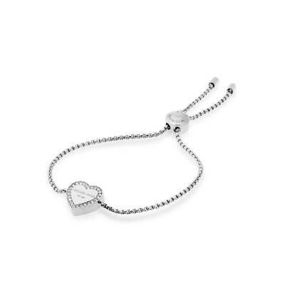 Michael Kors Women's Logo Silver-Tone Slider Bracelet - Silver