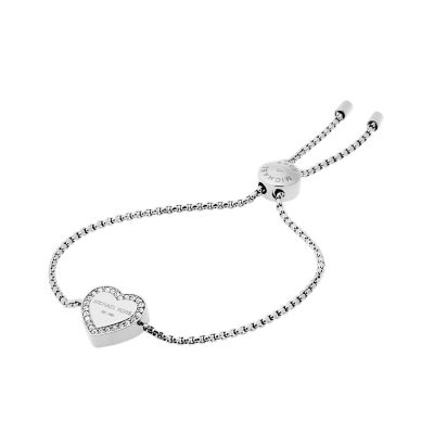 Michael Kors Women's Logo Silver-Tone Slider Bracelet - Silver