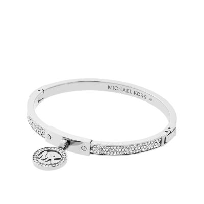 Michael Kors Stainless Steel Pavé Hinged Bangle Bracelet