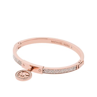 Michael Kors 14K Gold and Rose Gold Plated Tri-Tone Sterling Silver  Statement Monogram Bangle Bracelet - MKC1578AN998001 - Watch Station