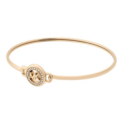 Michael Kors MK Logo Rose-Gold Stainless Steel Bangle Bracelet