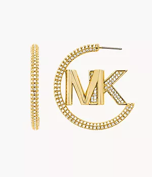 Michael Kors 14K Gold-Plated Statement Logo Hoop Earrings