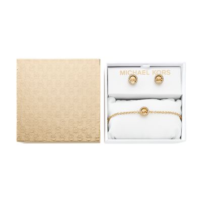 Michael Kors Fashion Gold Brass Bracelet and Earring Set