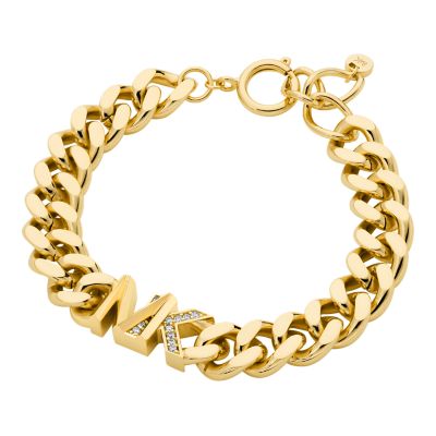 Michael Kors Women's 14K Gold-Plated Statement Logo Line Bracelet - Gold