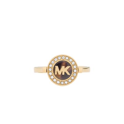 Michael Kors Gold-Tone Steel Plate Logo Ring (Sizes 6, 7) – D'ore Jewelry