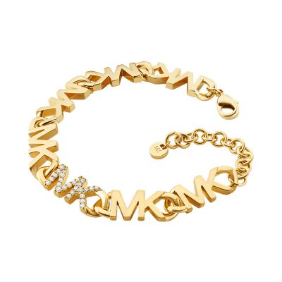 Michael Kors 14K Gold-Plated Brass Logo Chain Bracelet MKJ7953710 - First  Class Watches™ USA