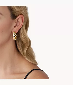 Michael Kors 14K Gold-Plated Brass Logo Hoop Earrings