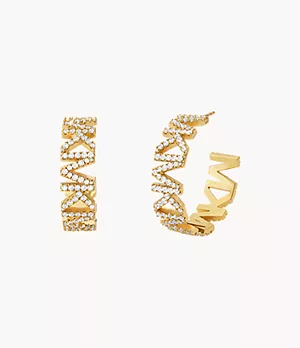 Michael Kors 14K Gold-Plated Brass Logo Hoop Earrings
