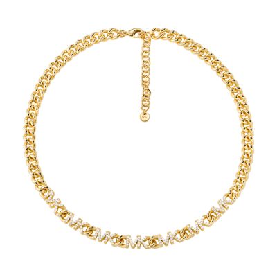 Michael Kors Women's 14K Gold-Plated Brass Logo Collar Necklace - Gold