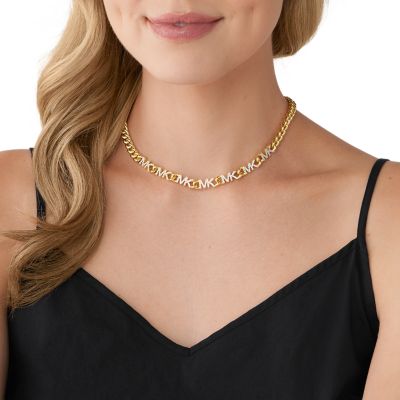 Michael Kors 14K Gold Plated Brass Logo Collar Necklace