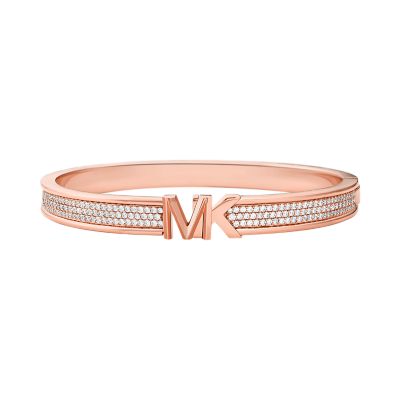 Michael Kors Stainless Steel Mk Logo Bangle Bracelet for Women, Color: Rose Gold (Model: MKJ7699791)