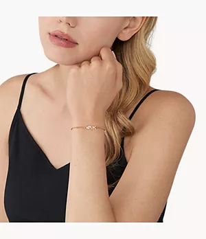 Michael Kors Fashion MK Rose Gold-Tone Brass Chain Bracelet