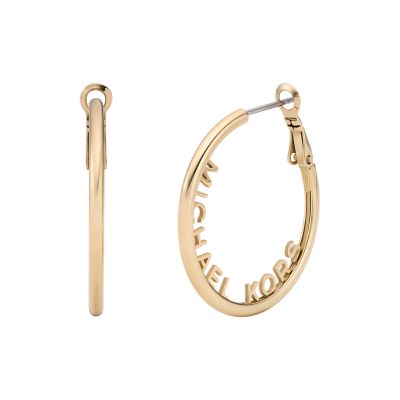 Michael Kors Fashion MK Gold Tone Stainless Steel Hoop Earrings