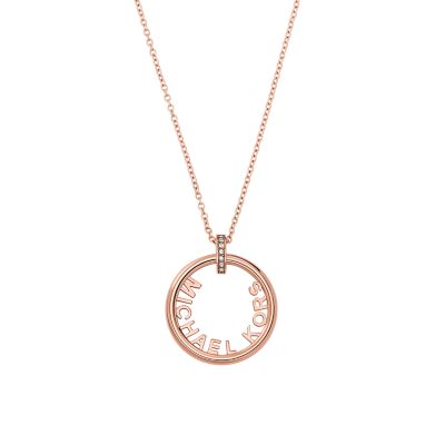 Michael kors rose gold circle clearance necklace