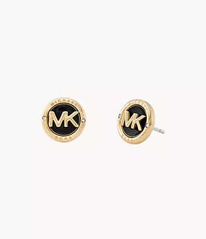 Boucles d’oreilles à dormeuse Fashion MK de Michael Kors en acier inoxydable ton or.
