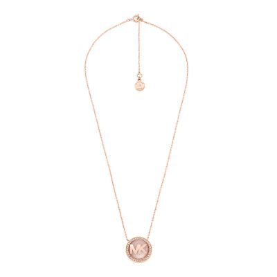 Michael kors pendant necklace rose clearance gold